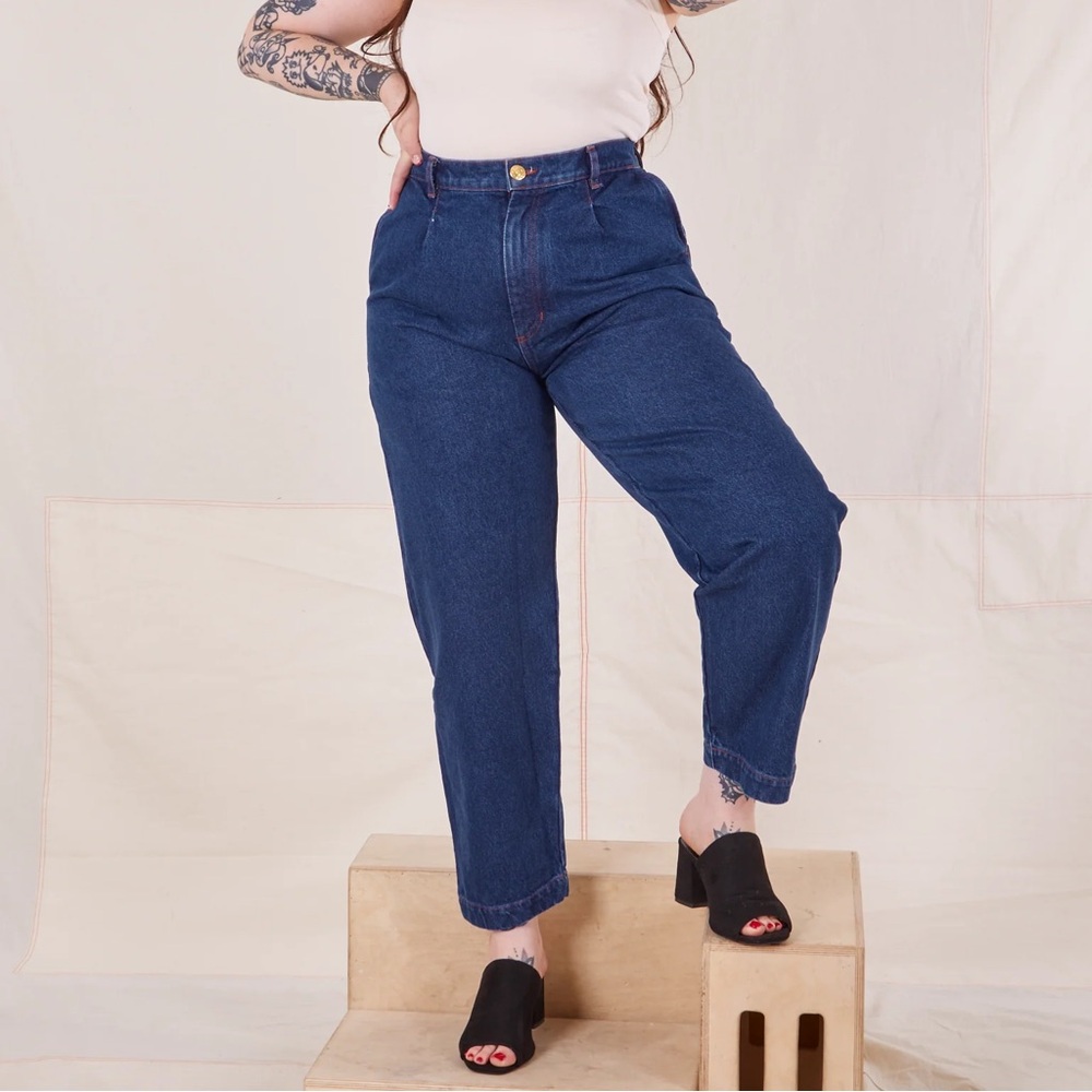 big bud press dark wash denim trouser size small petite
